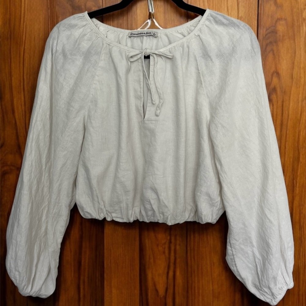 Abercrombie and Fitch white linen blend crop top cottagecore romantic boho sz S